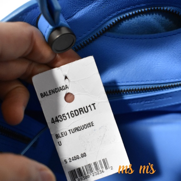 NEW Balenciaga Blue Calfskin Small City Bag - Picture 7 of 8